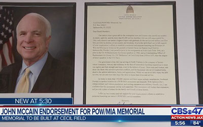 McCain wrote letter approving Cecil Field POW/MIA Memorial